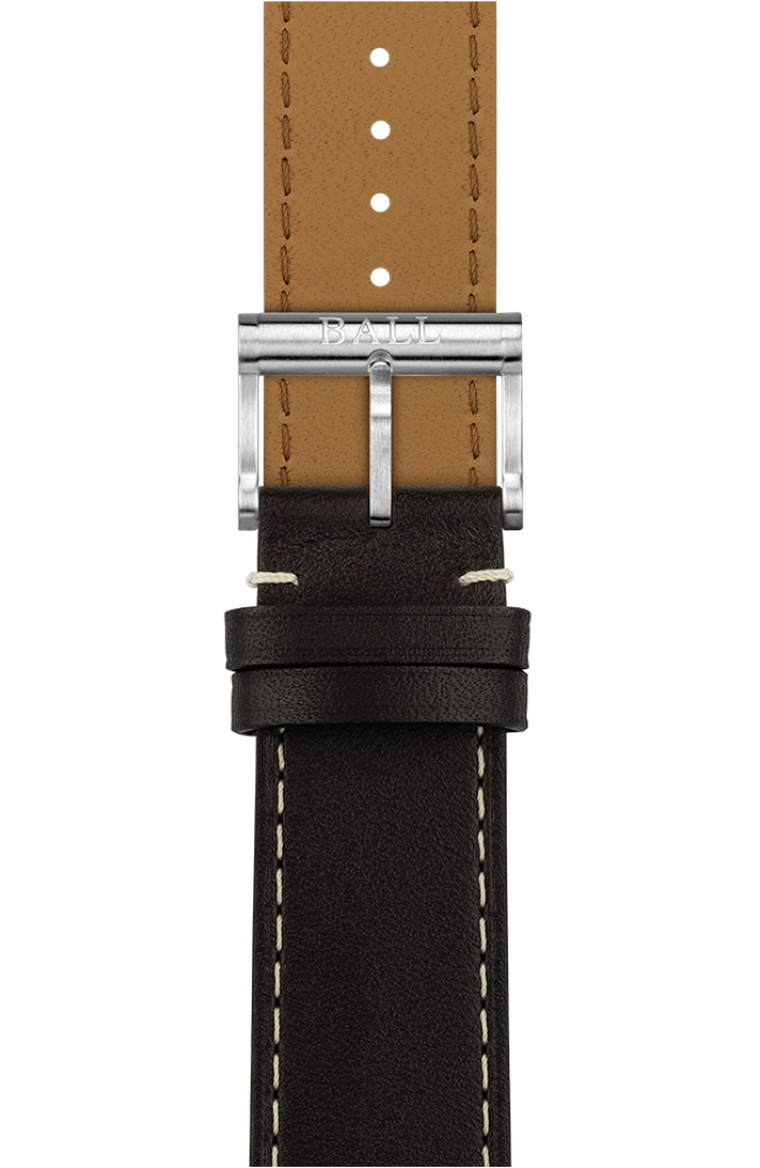 Brown calf leather 20mm - Brushed pin buckle